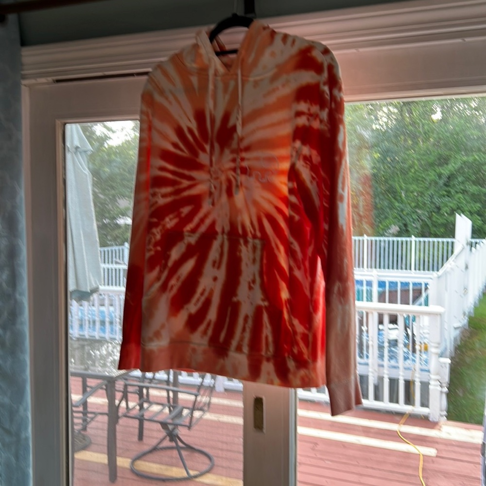 Bright orange & white tie dye hoodie